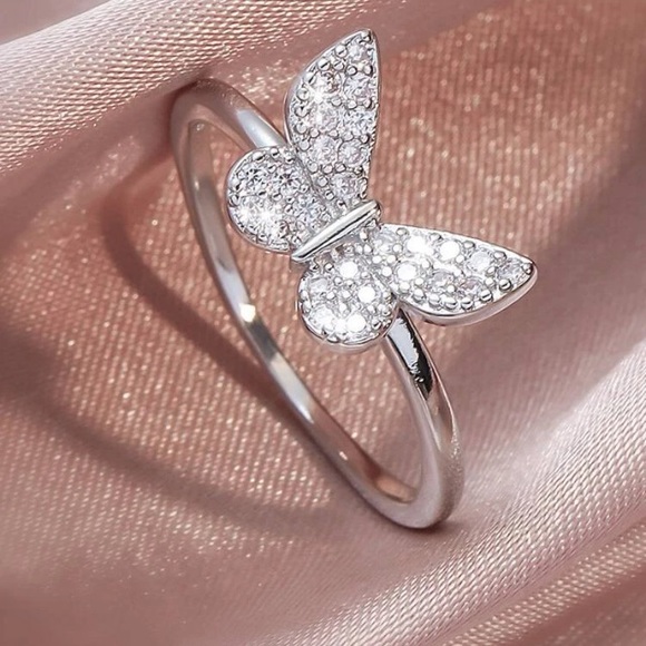 Jewelry - 3/$25 NWT Silver Butterfly Zircon Ring Size 7 Approx